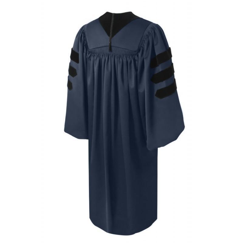 Deluxe Navy Blue Doctoral Gown - Graduation Cap and Gown