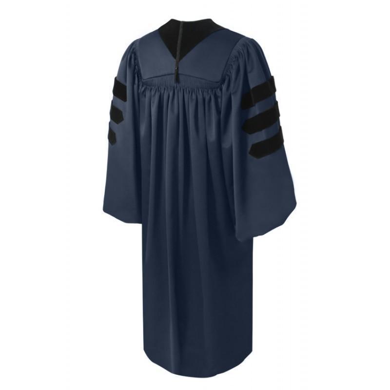 Deluxe Navy Blue Doctoral Gown - Academic Hoods