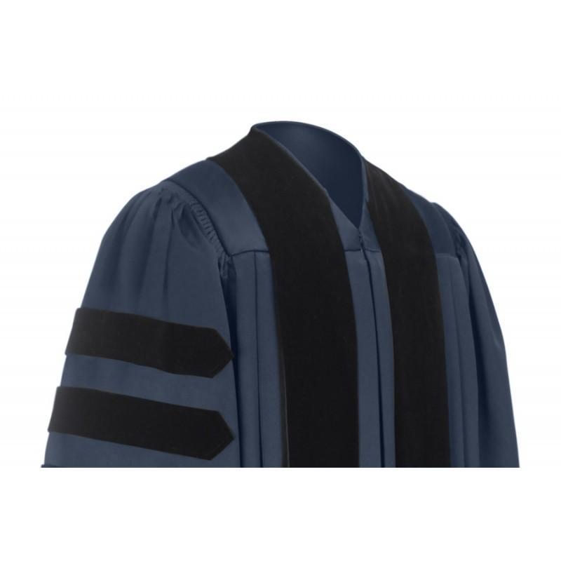 Deluxe Navy Blue Doctoral Gown - Academic Hoods