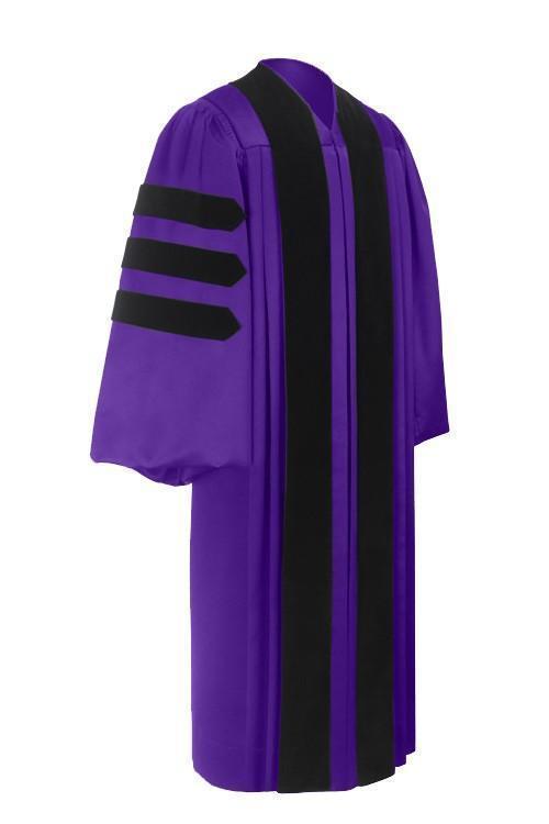 Deluxe Purple Doctoral Gown - Graduation Cap and Gown